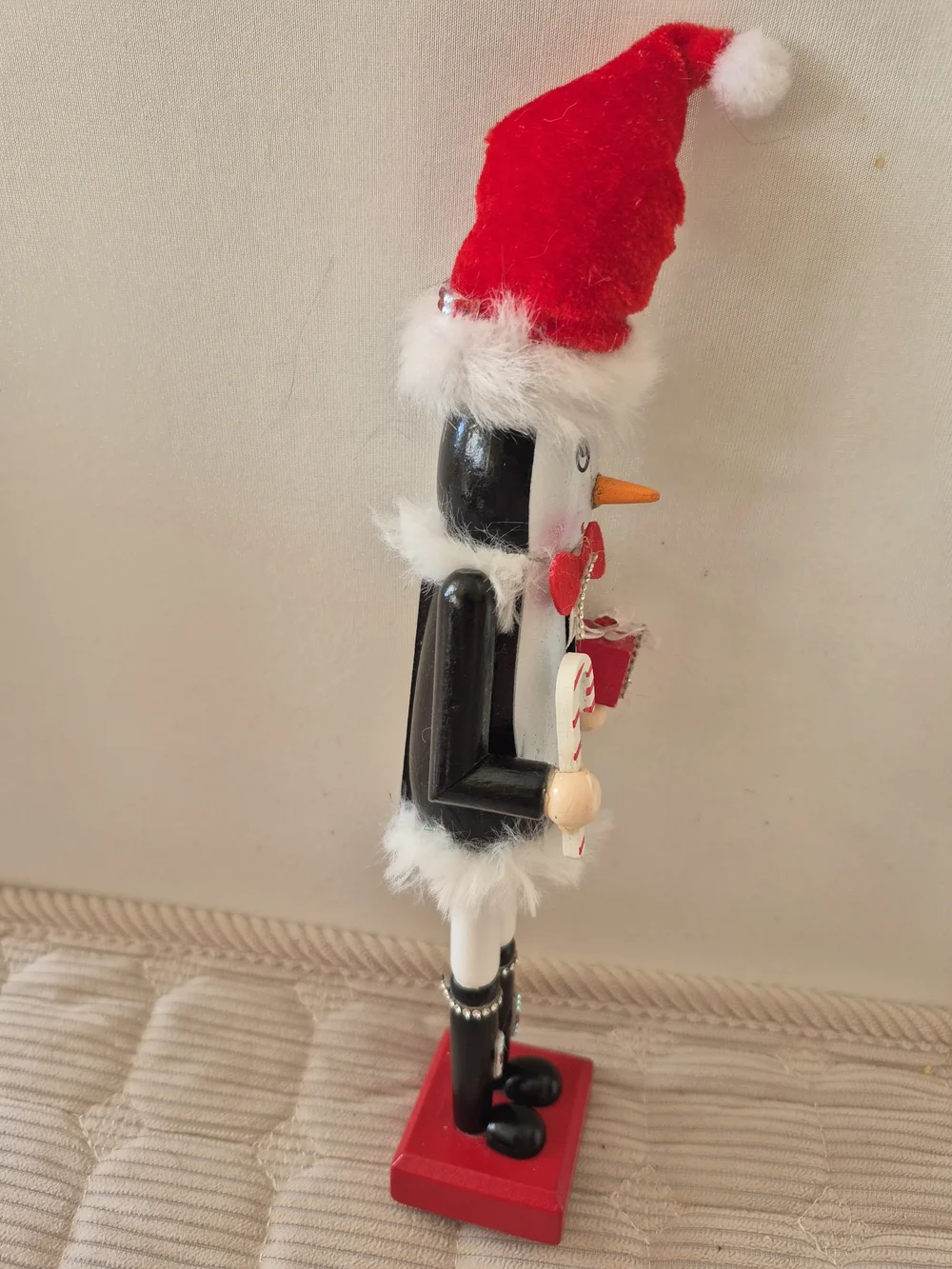 Holiday Penguin Nutcracker Figure - Red and Black
